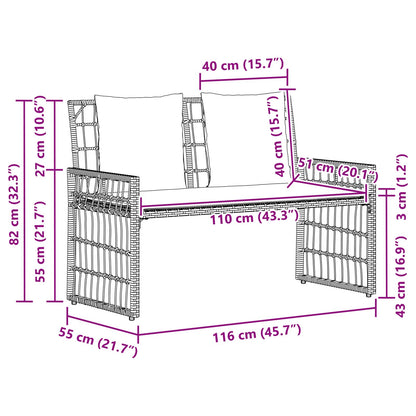 Tuinbank Effen Grijs en Donkergrijs 116 x 55 x 82 cm