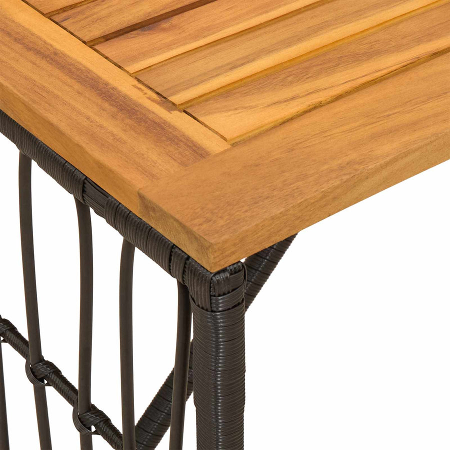 Buiten Tafel Zwart 80 x 40 x 40 cm Staal en Poly Rattan