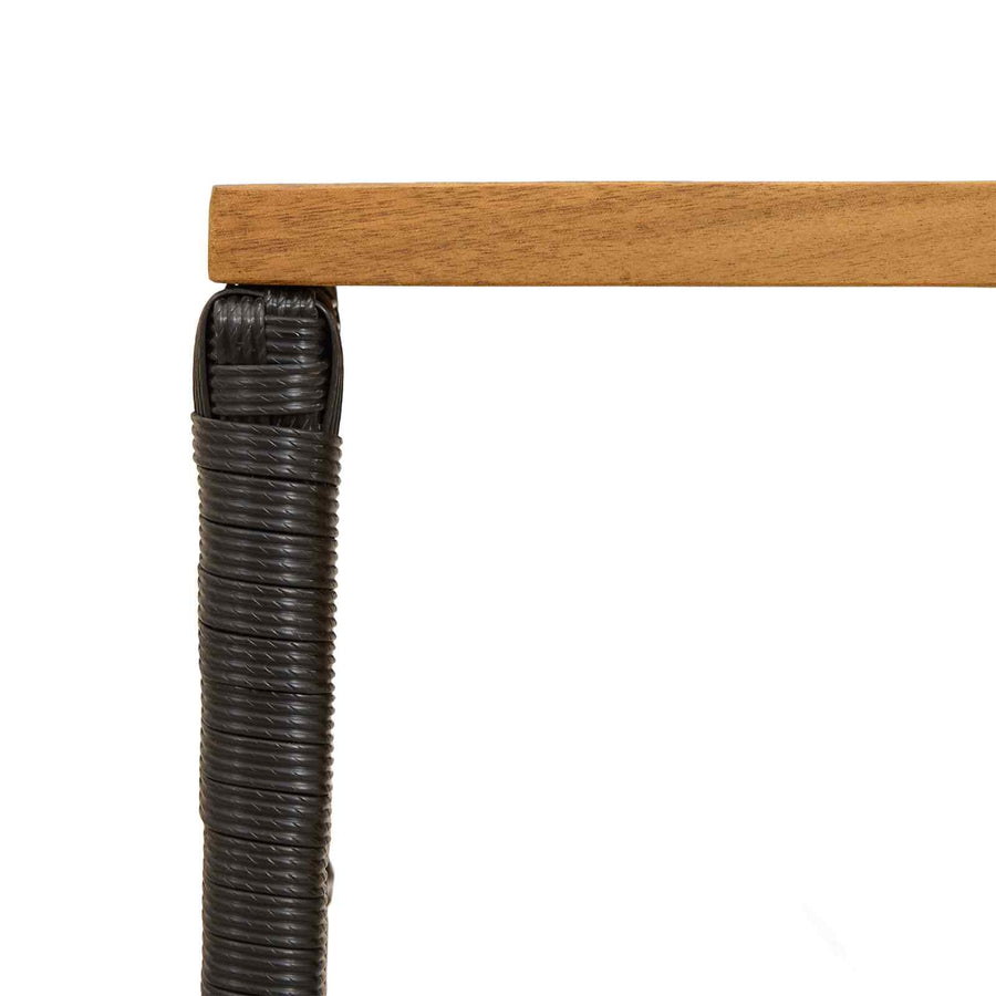 Buiten Tafel Zwart 80 x 40 x 40 cm Staal en Poly Rattan