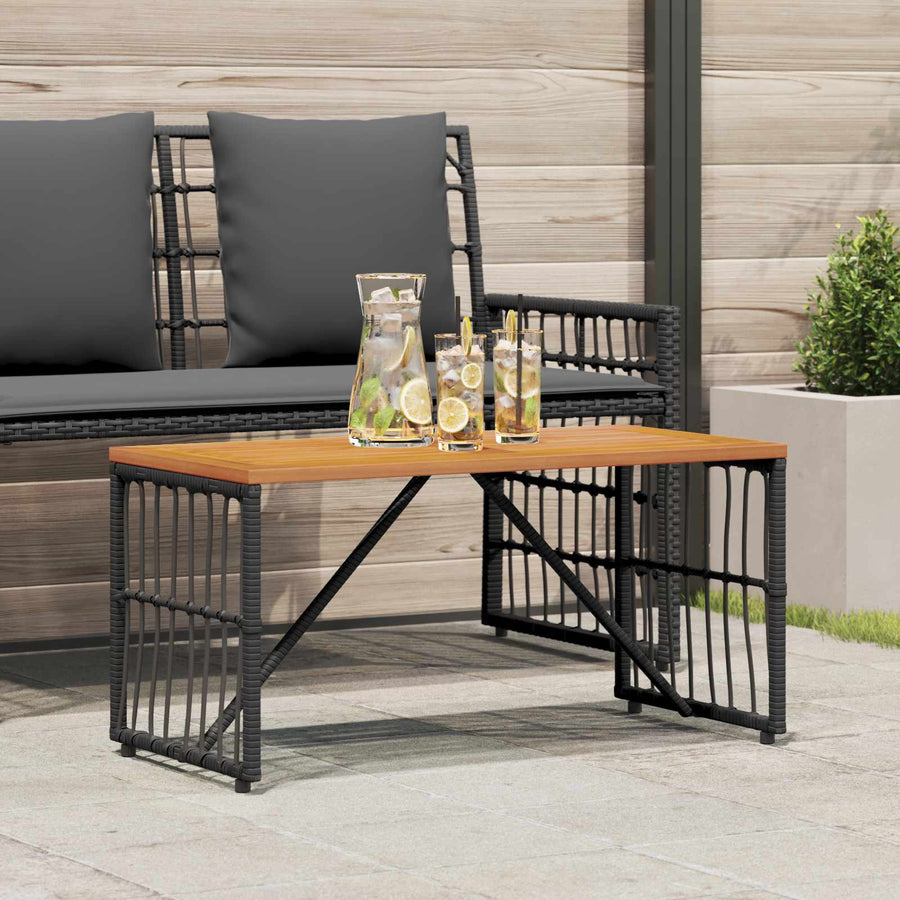 Buiten Tafel Zwart 80 x 40 x 40 cm Staal en Poly Rattan