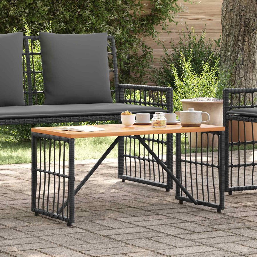 Buiten Tafel Zwart 80 x 40 x 40 cm Staal en Poly Rattan