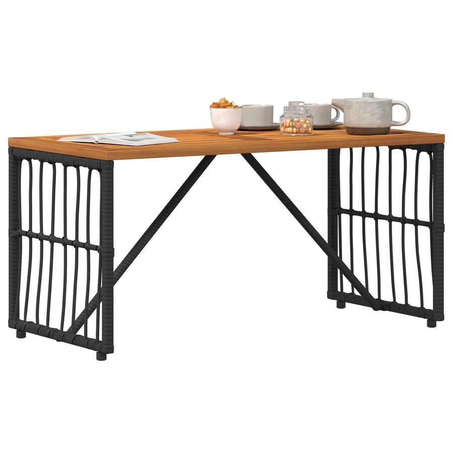 Buiten Tafel Zwart 80 x 40 x 40 cm Staal en Poly Rattan