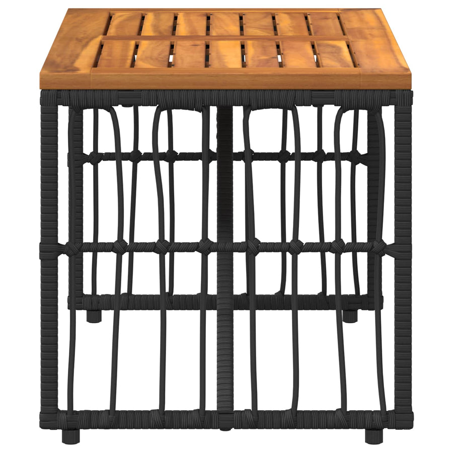 Buiten Tafel Zwart 80 x 40 x 40 cm Staal en Poly Rattan