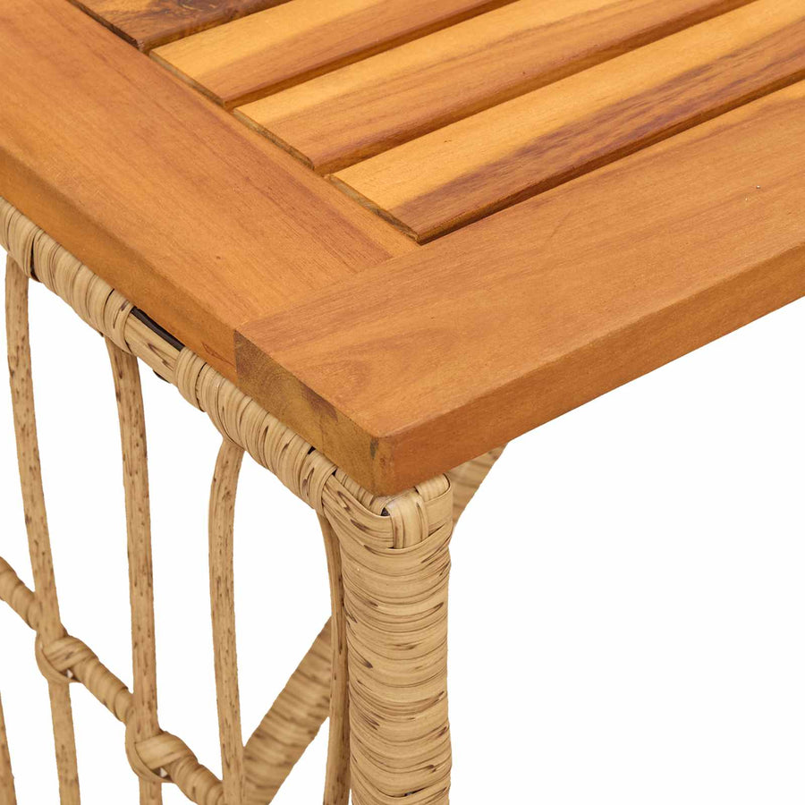 Buiten Tafel Naturel 80 x 40 x 40 cm Staal en Poly Rattan