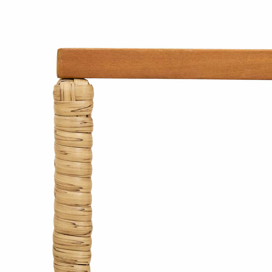Buiten Tafel Naturel 80 x 40 x 40 cm Staal en Poly Rattan