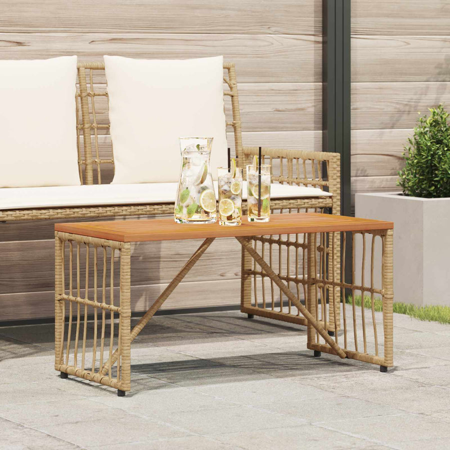 Buiten Tafel Naturel 80 x 40 x 40 cm Staal en Poly Rattan