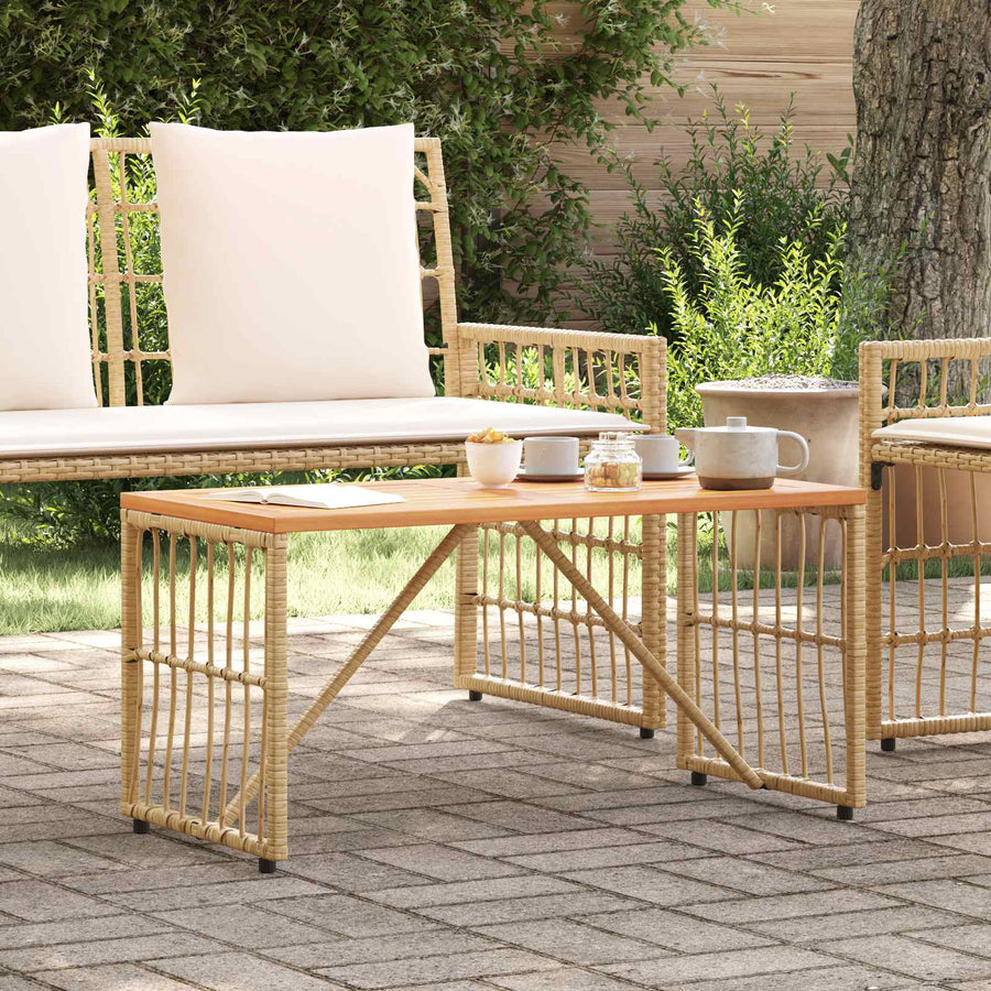 Buiten Tafel Naturel 80 x 40 x 40 cm Staal en Poly Rattan