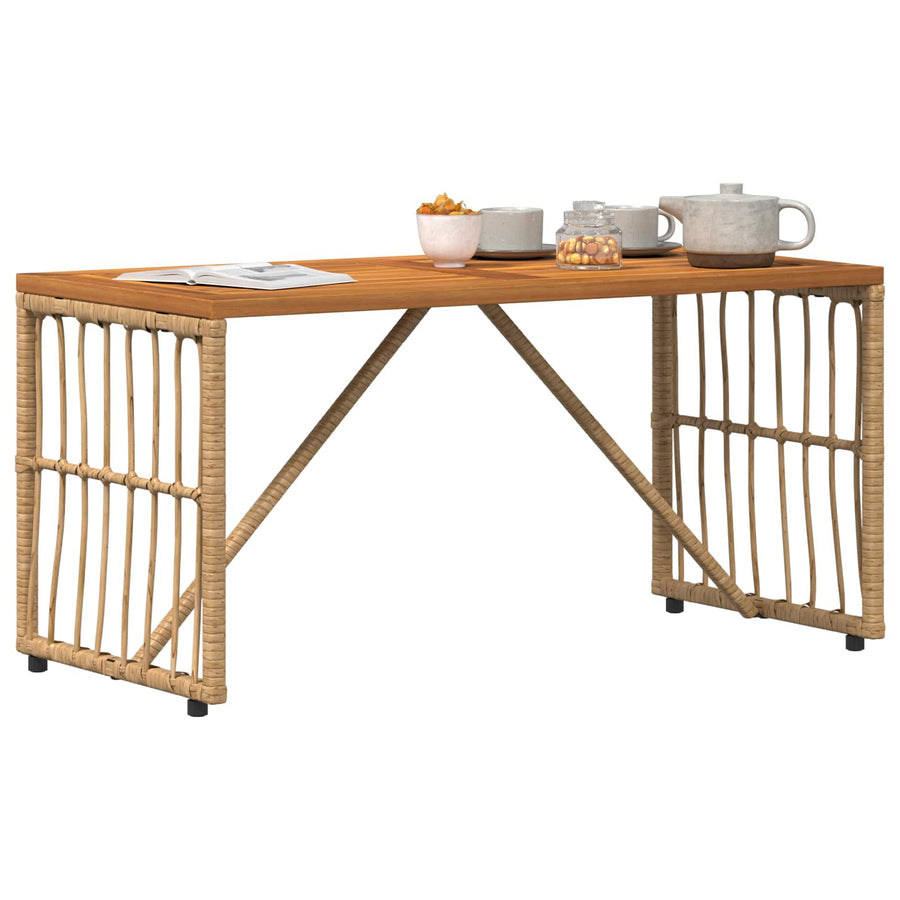 Buiten Tafel Naturel 80 x 40 x 40 cm Staal en Poly Rattan