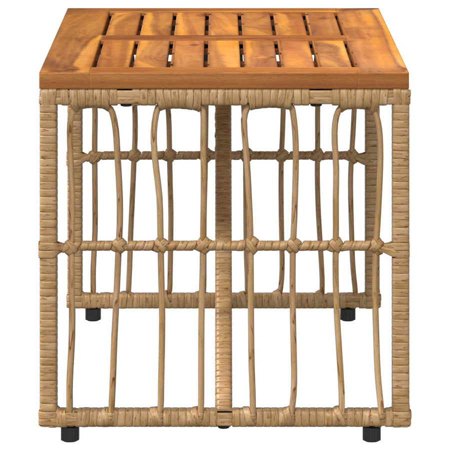 Buiten Tafel Naturel 80 x 40 x 40 cm Staal en Poly Rattan