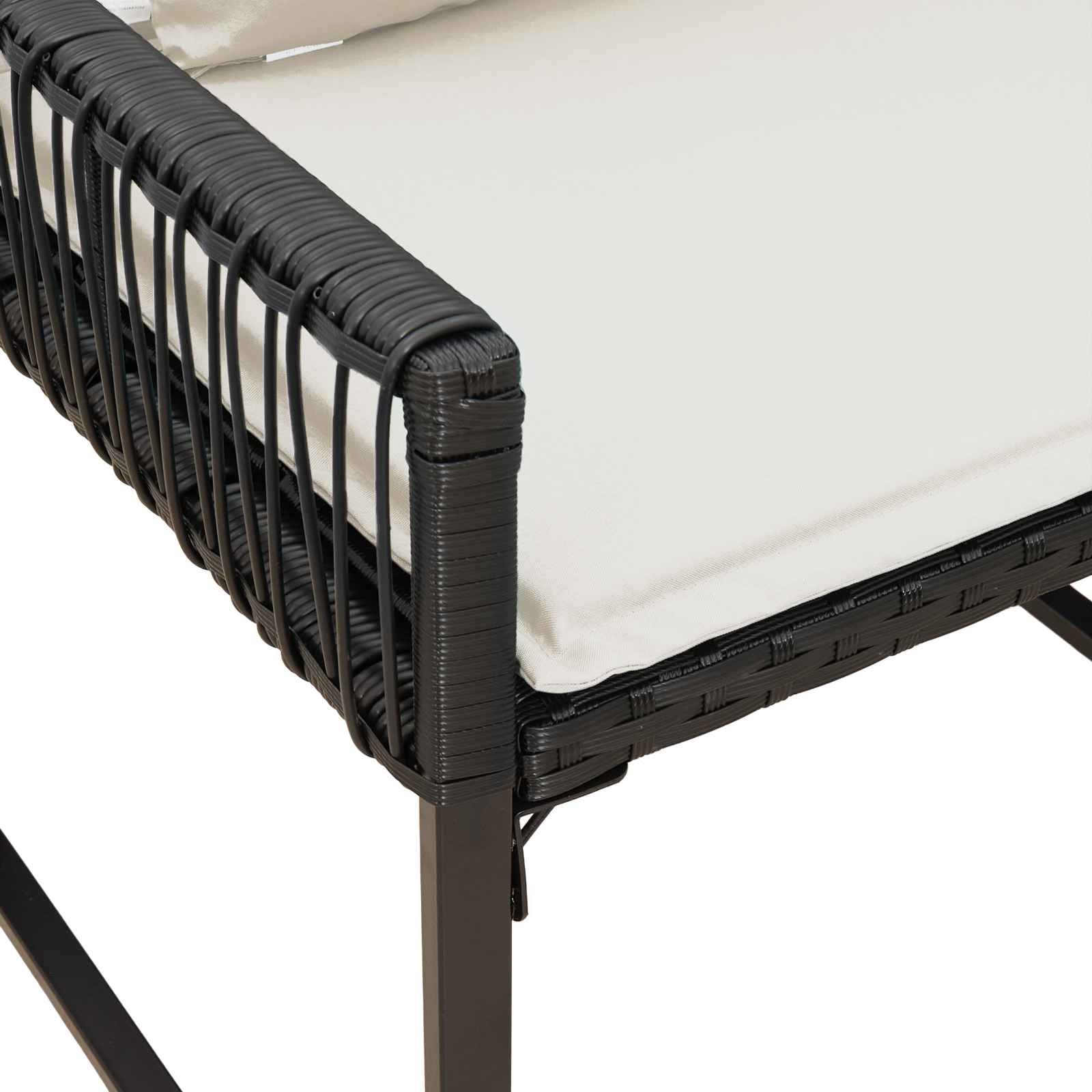 Tuinset met kussen 4 stuks Zwart en crème Wit polyrattan