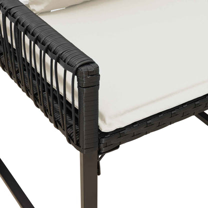 Tuinset met kussen 4 stuks Zwart en crème Wit polyrattan