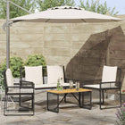 Outdoor seating set with cushions 4 pieces Black and cream White polyrattan