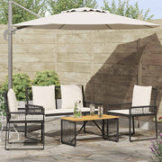 Tuinset polyrattan zwart crème 4 personen