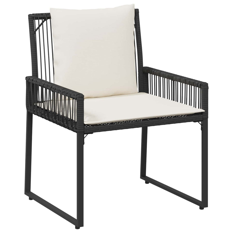 Tuinset met kussen 4 stuks Zwart en crème Wit polyrattan