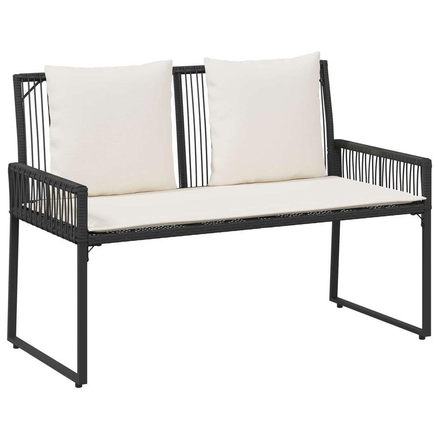 Tuinset met kussen 4 stuks Zwart en crème Wit polyrattan