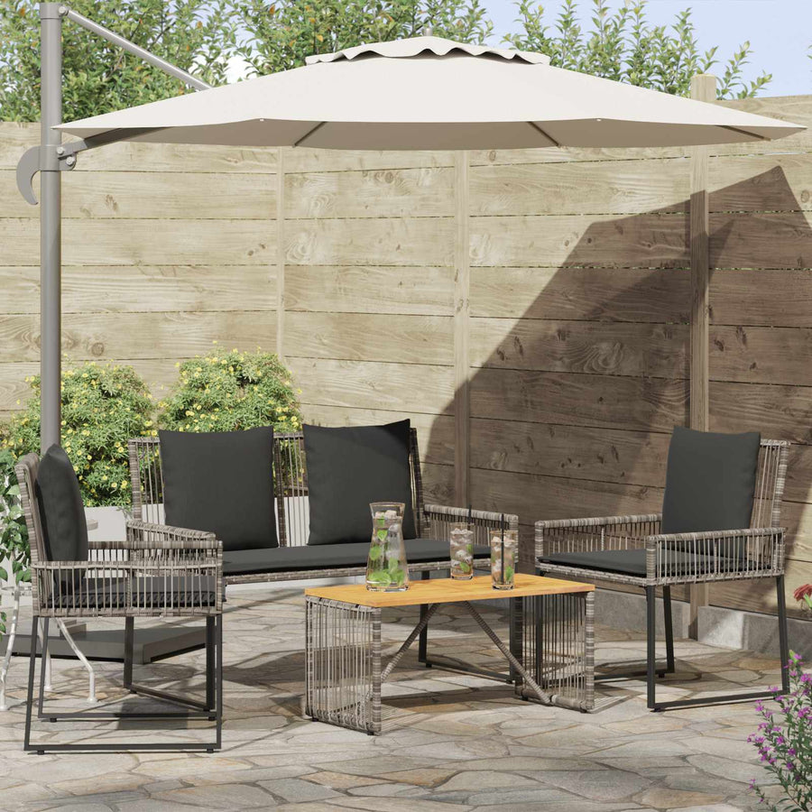 Buitenmeubelset 9 pcs Grijs en Donkergrijs poly rattan