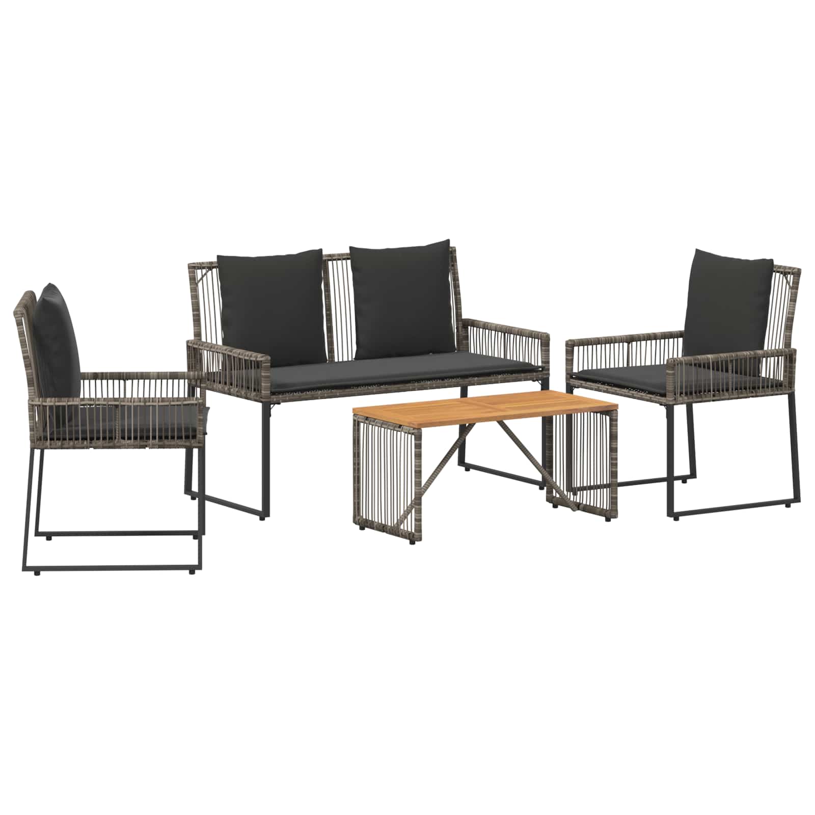Buitenmeubelset 9 pcs Grijs en Donkergrijs poly rattan