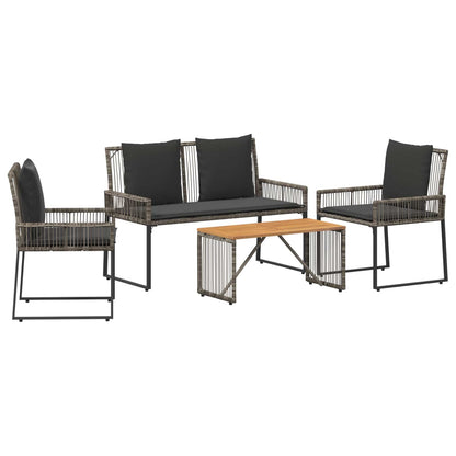 Buitenmeubelset 9 pcs Grijs en Donkergrijs poly rattan