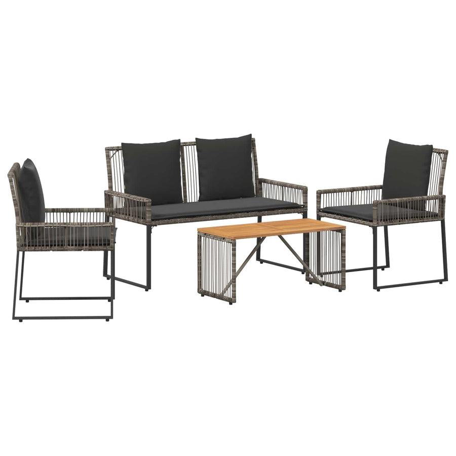 Buitenmeubelset 9 pcs Grijs en Donkergrijs poly rattan