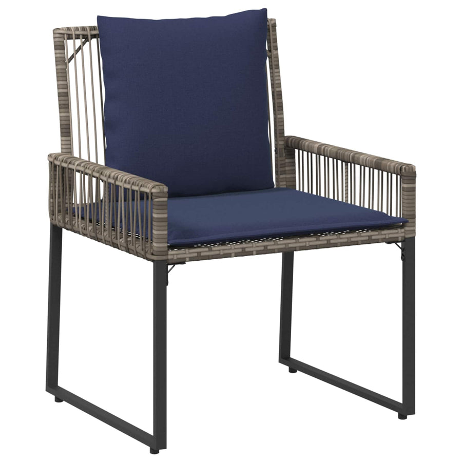 Buitenmeubelset 9 pcs Grijs en Marineblauw poly rattan