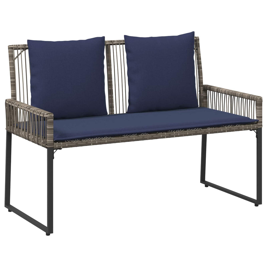 Buitenmeubelset 9 pcs Grijs en Marineblauw poly rattan