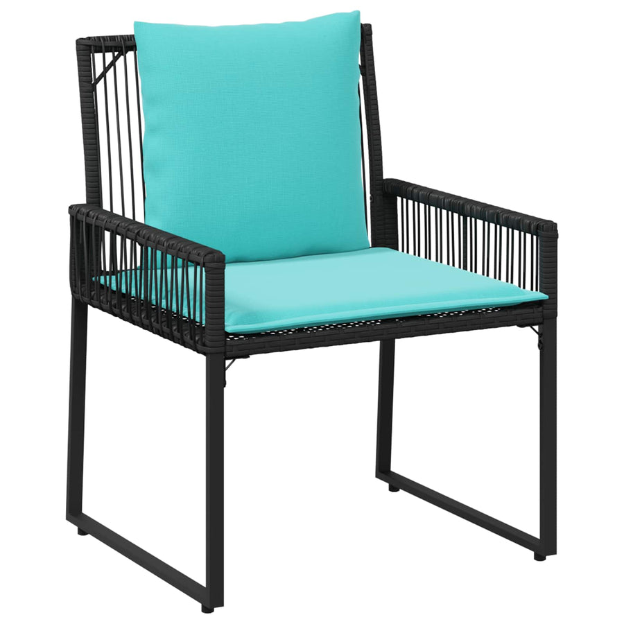 Buitenmeubelset met kussen 9 pcs Zwart en Turquoise poly rattan