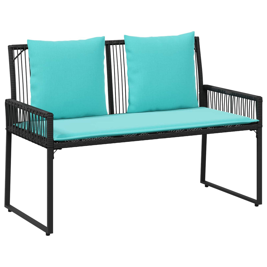Buitenmeubelset met kussen 9 pcs Zwart en Turquoise poly rattan