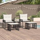 11-Piece Outdoor Dining Set Black and Cream White Poly Rattan
