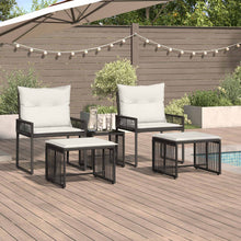 Buitenmeubelset 11 pcs Zwart en Cream Wit poly rattan