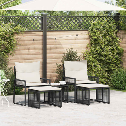 Buitenmeubelset 11 pcs Zwart en Cream Wit poly rattan