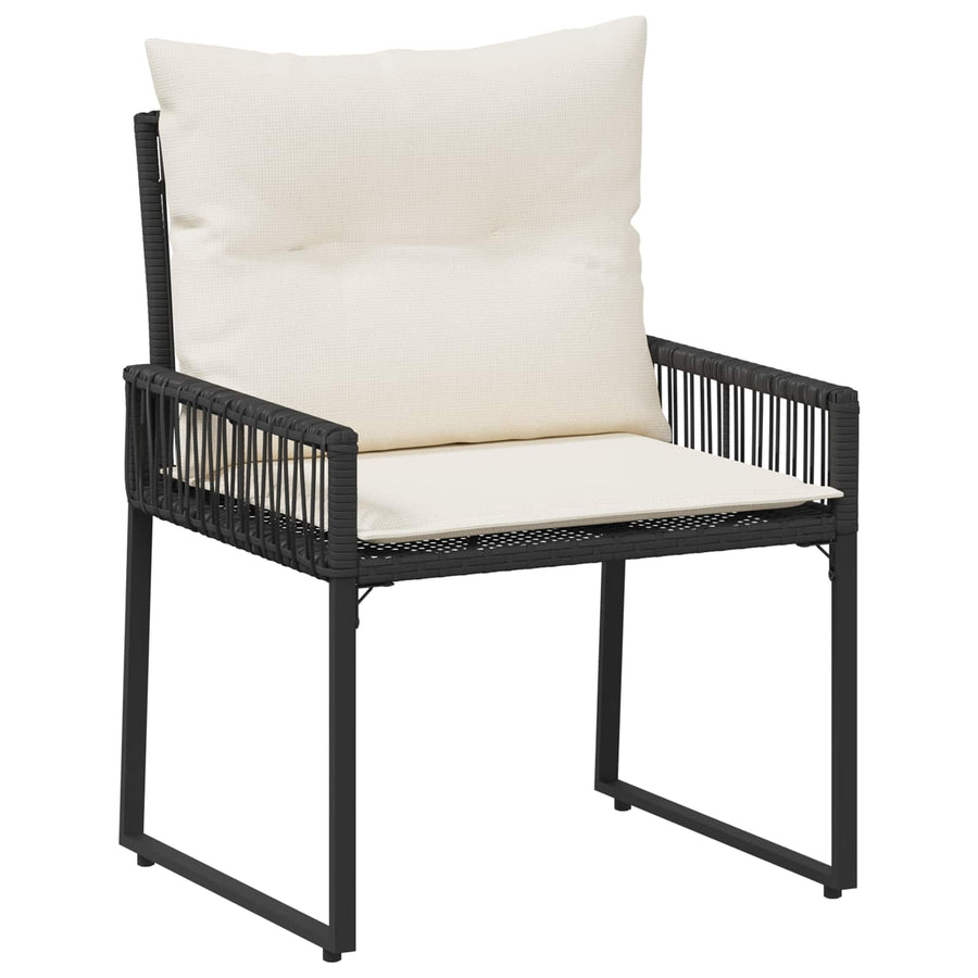 Buitenmeubelset 11 pcs Zwart en Cream Wit poly rattan