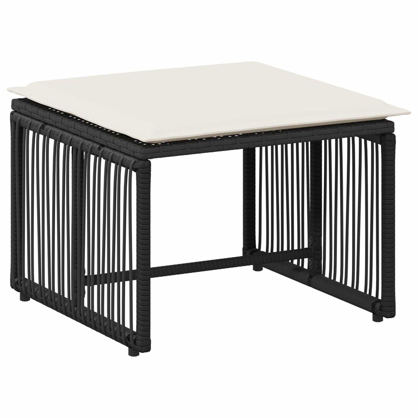Buitenmeubelset 11 pcs Zwart en Cream Wit poly rattan