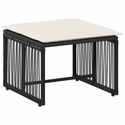 Buitenmeubelset 11 pcs Zwart en Cream Wit poly rattan