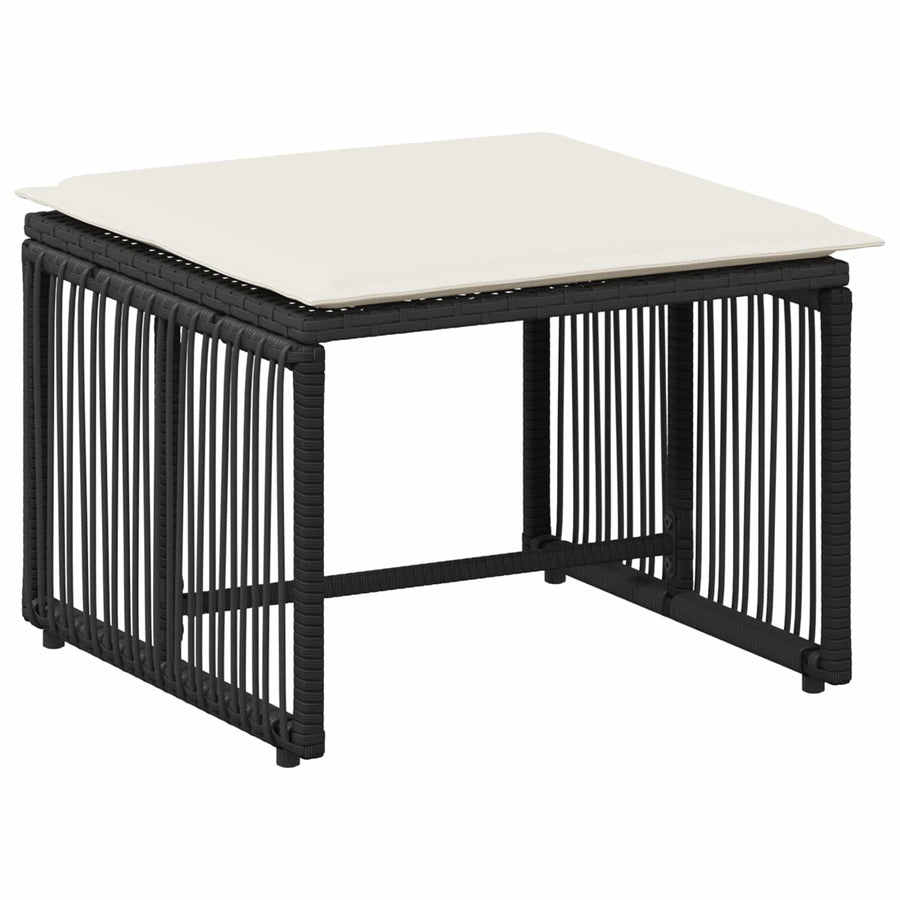 Buitenmeubelset 11 pcs Zwart en Cream Wit poly rattan