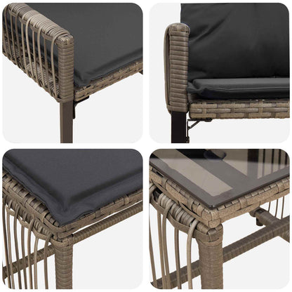 Buitenmeubelset 11 pcs Grijs en Donkergrijs poly rattan