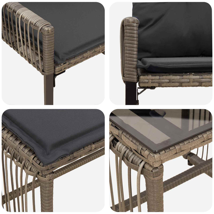 Buitenmeubelset 11 pcs Grijs en Donkergrijs poly rattan