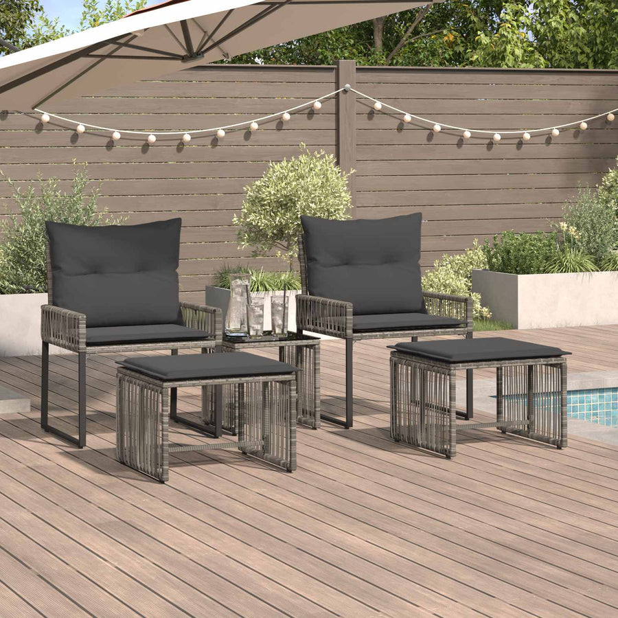 Buitenmeubelset 11 pcs Grijs en Donkergrijs poly rattan