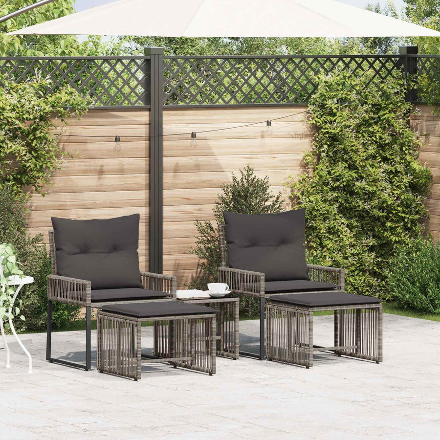Buitenmeubelset 11 pcs Grijs en Donkergrijs poly rattan
