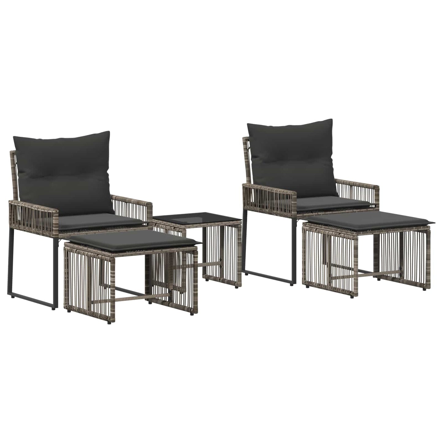 Buitenmeubelset 11 pcs Grijs en Donkergrijs poly rattan