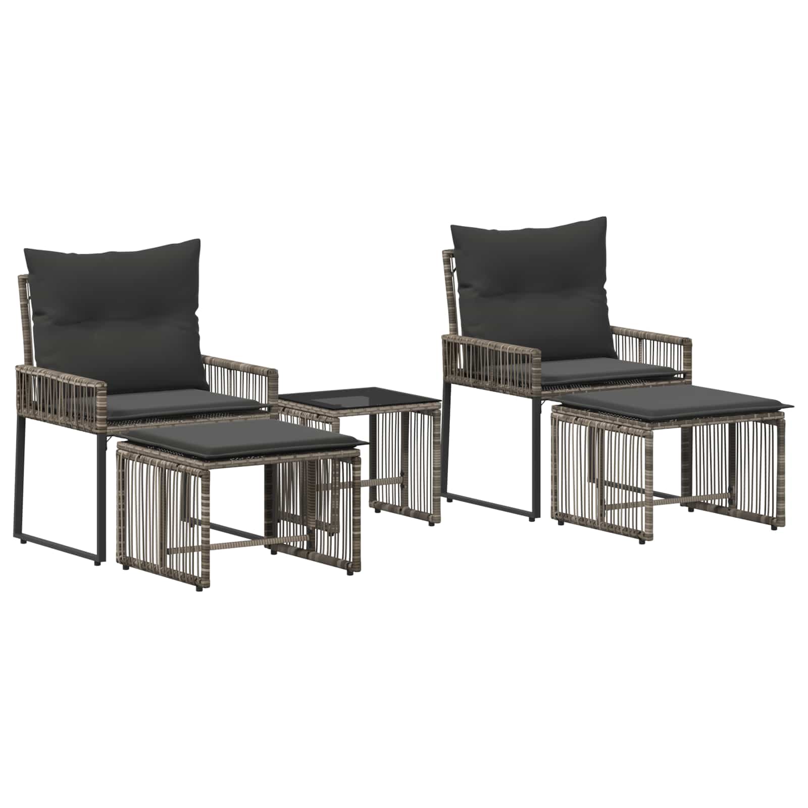 Buitenmeubelset 11 pcs Grijs en Donkergrijs poly rattan