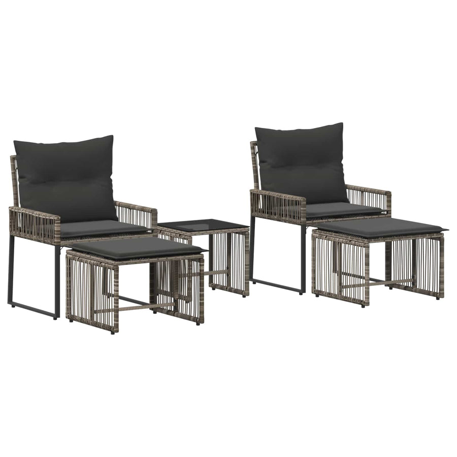 Buitenmeubelset 11 pcs Grijs en Donkergrijs poly rattan