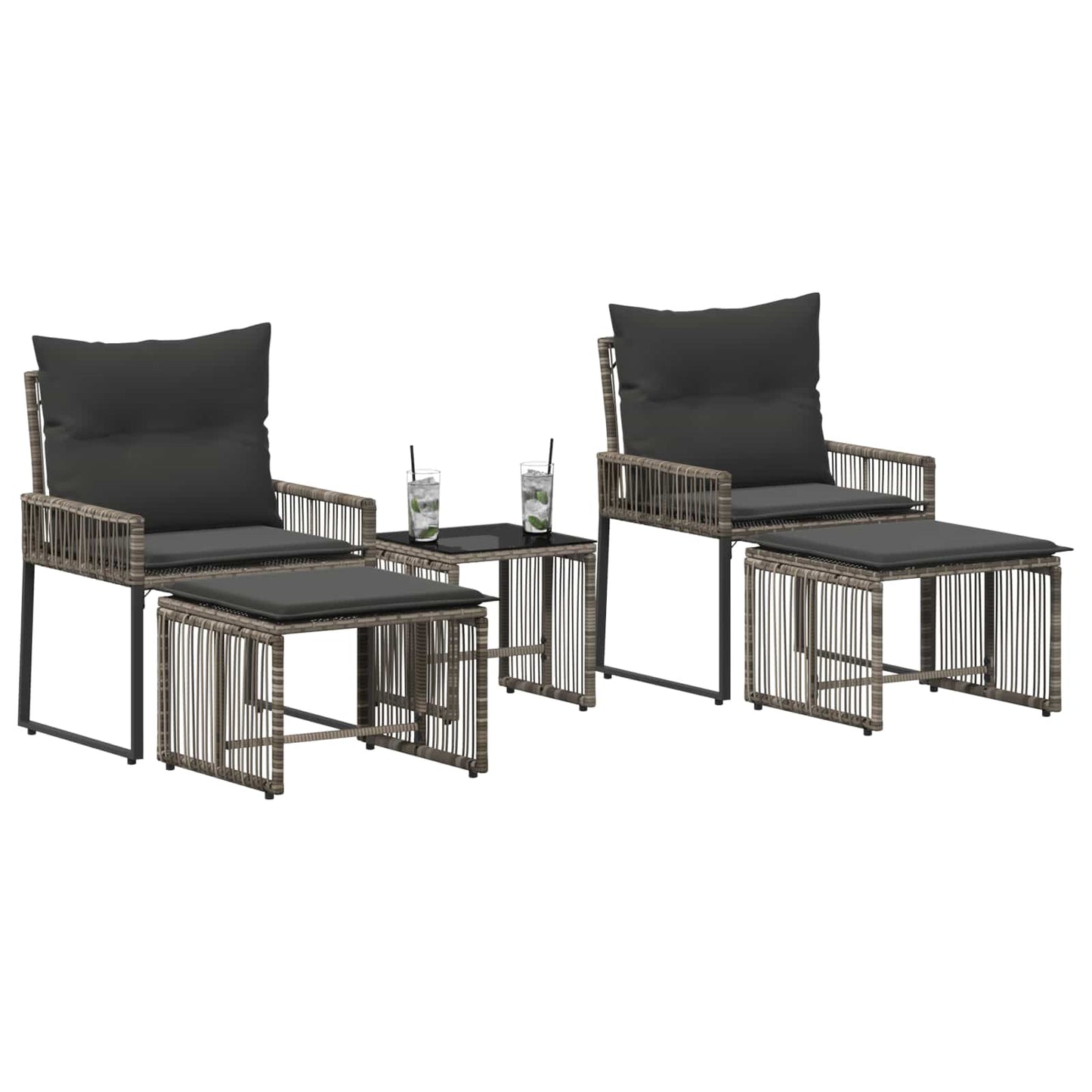 Buitenmeubelset 11 pcs Grijs en Donkergrijs poly rattan