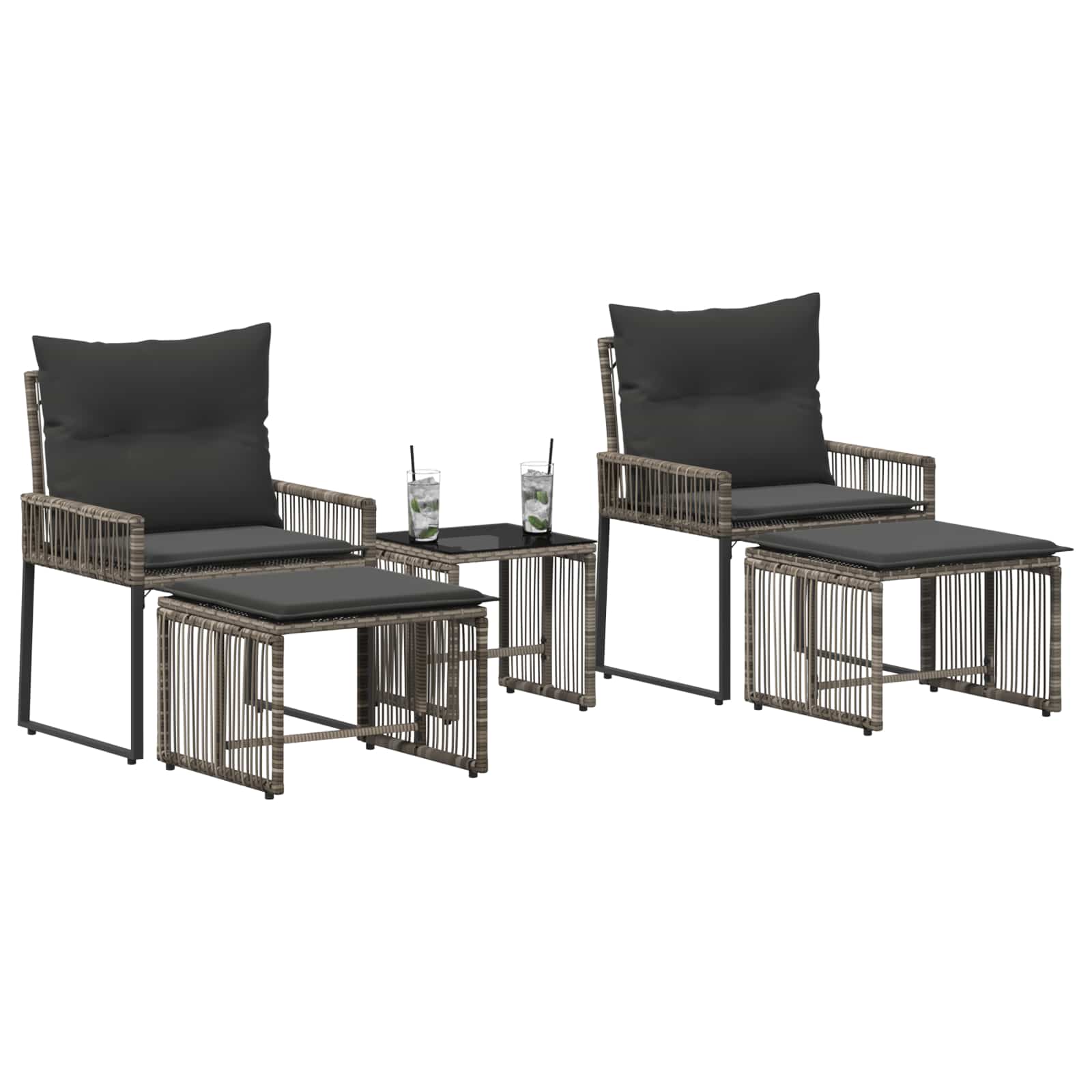 Buitenmeubelset 11 pcs Grijs en Donkergrijs poly rattan