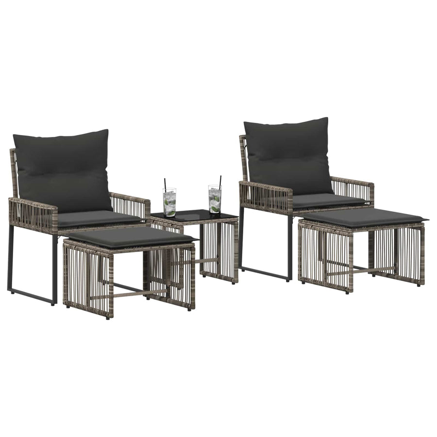 Buitenmeubelset 11 pcs Grijs en Donkergrijs poly rattan