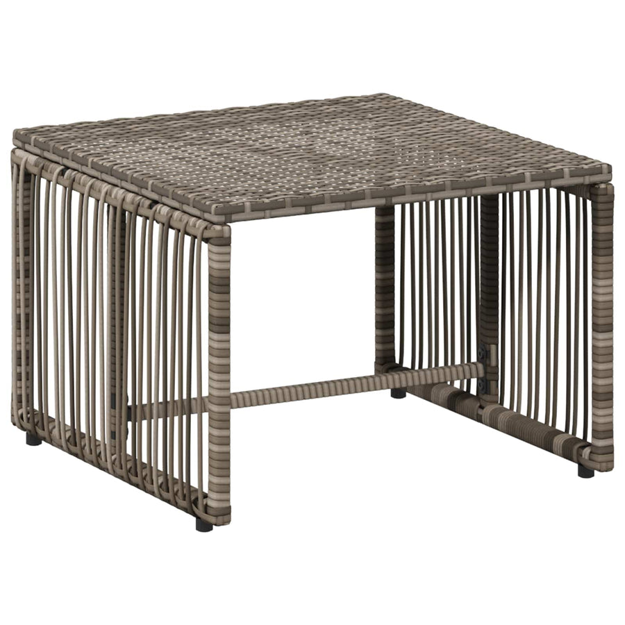 Buitenmeubelset 11 pcs Grijs en Marineblauw poly rattan