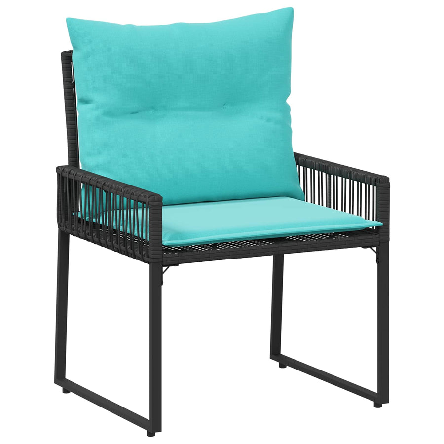 Buitenmeubelset 11 pcs Zwart en Turquoise poly rattan
