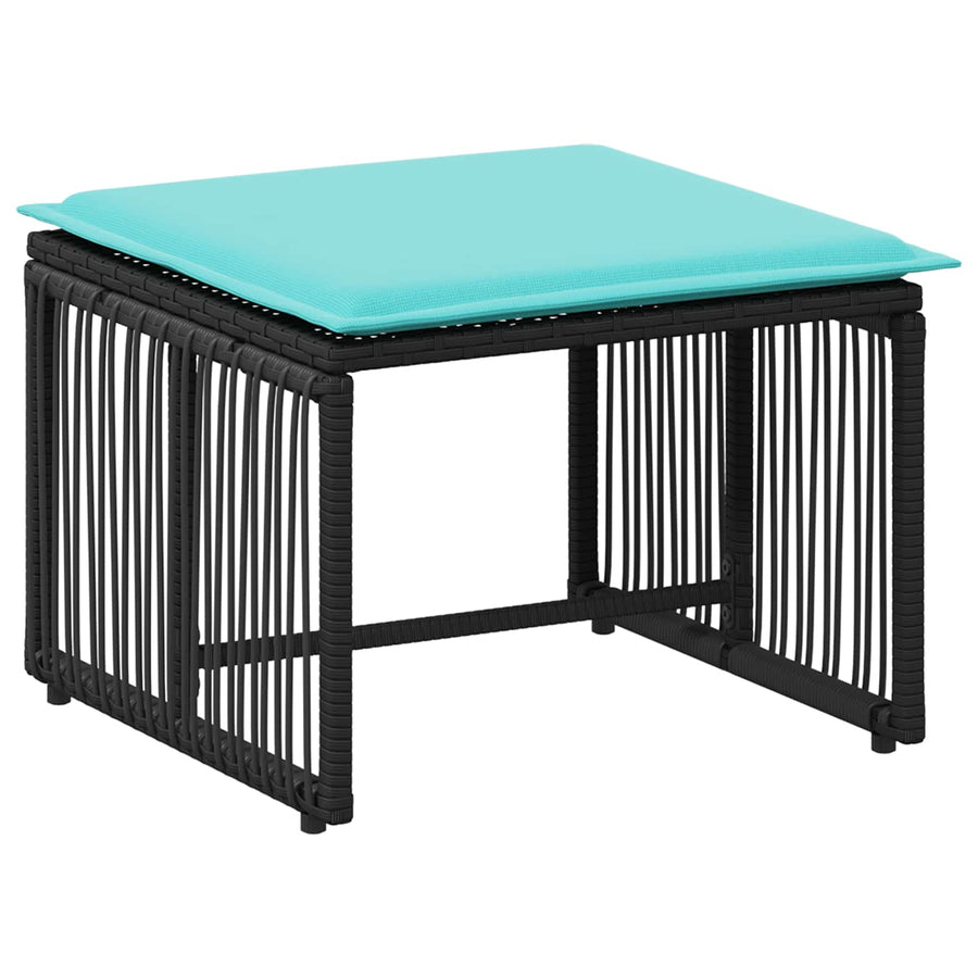 Buitenmeubelset 11 pcs Zwart en Turquoise poly rattan