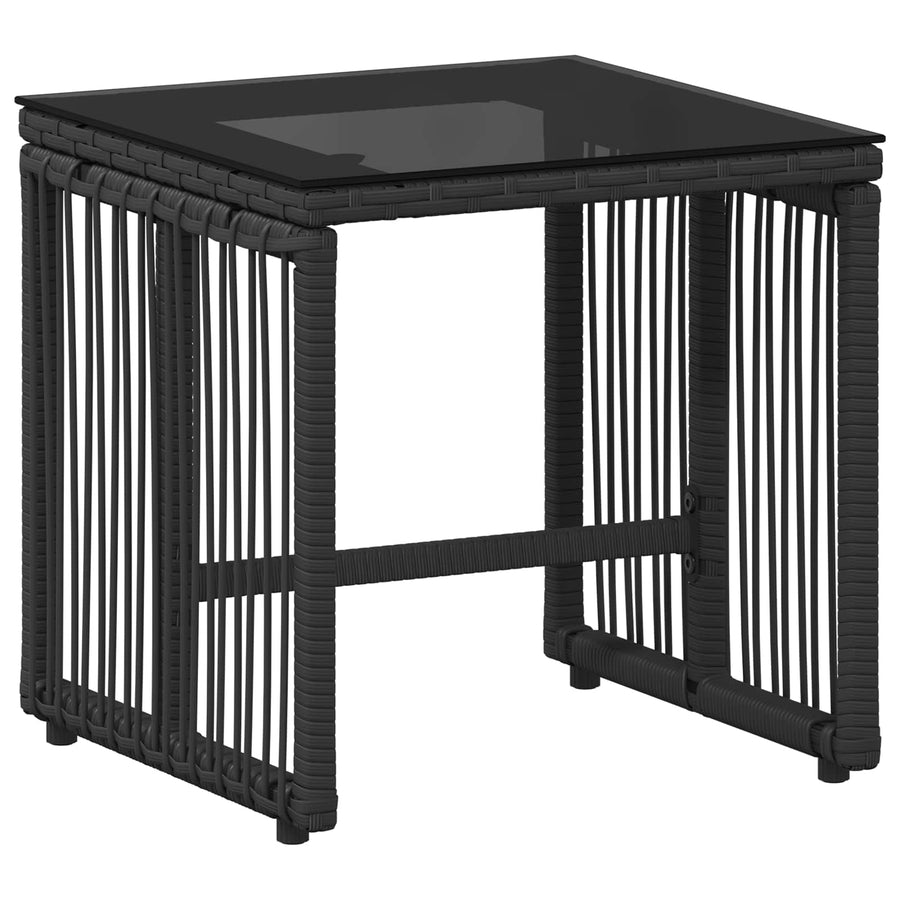 Buitenmeubelset 11 pcs Zwart en Turquoise poly rattan