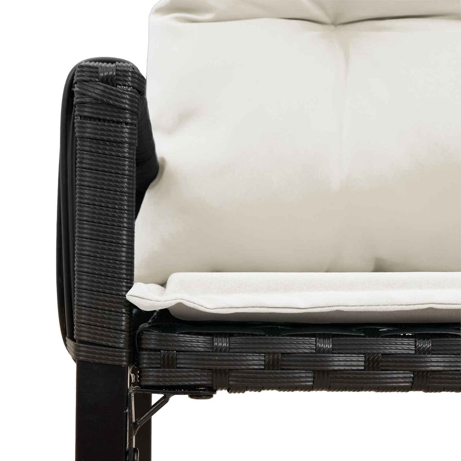 Buitenmeubelset met kussen 7 pcs Zwart en Cream Wit poly rattan