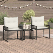 Tuinset 7-delig poly rattan zwart cream wit